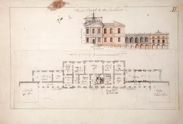 Plan au sol et élévation pour une villa, 1763